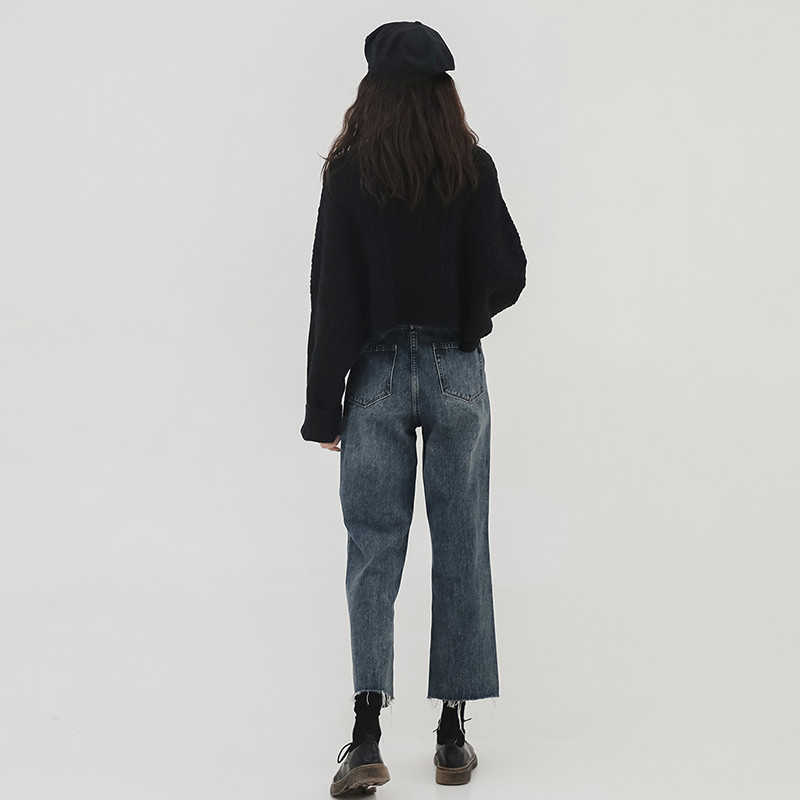 30代ファッション ストレートワイドデニムパンツ