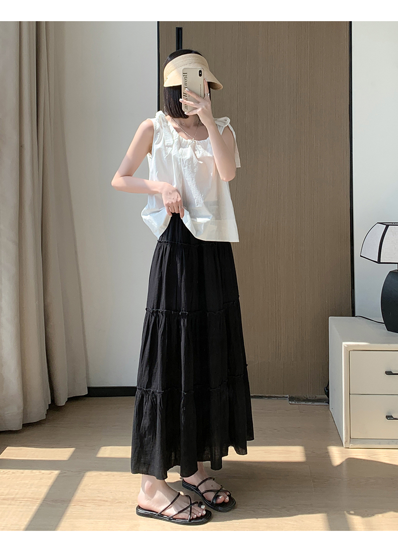 30代ファッション ティアードマキシスカート