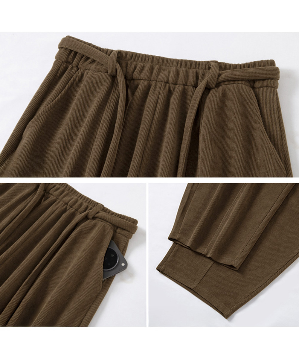 30代ファッション ハイウエストワイドパンツ体型カバー美脚ニットパンツ