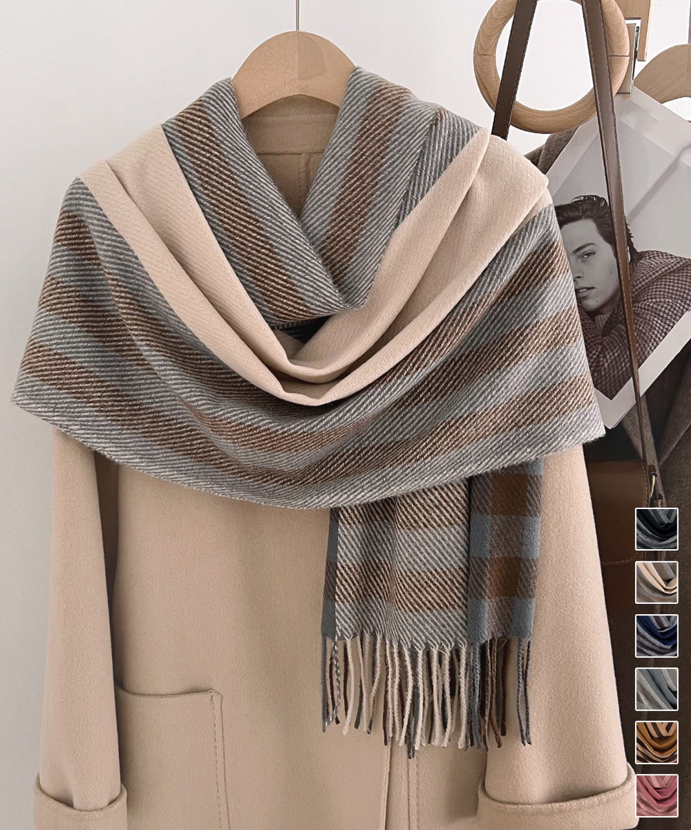 30代ファッション チェック柄大判マフラー女性用暖かストール