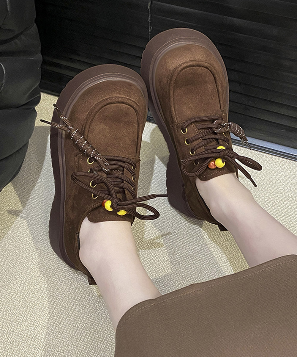 30代ファッション 厚底編み上げローファー 大人可愛い歩きやすい靴