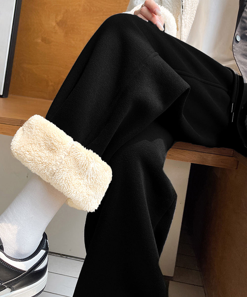 30代ファッション 裏ボア暖かスウェットパンツ 秋冬あったか防寒ボトムス