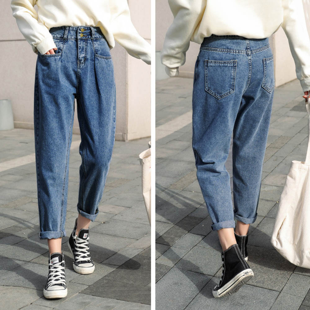 30代ファッション ハイウエストデニムパンツ レディース ゆったりストレート