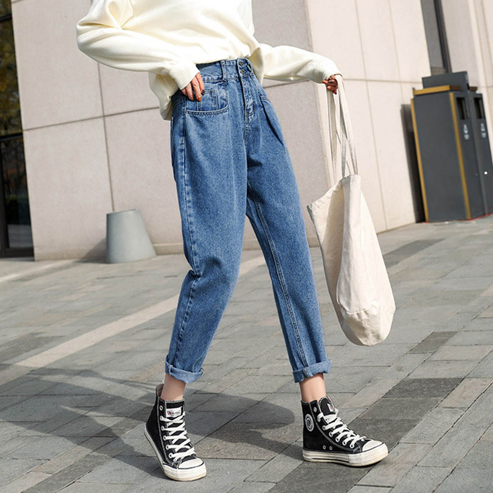 30代ファッション ハイウエストデニムパンツ レディース ゆったりストレート