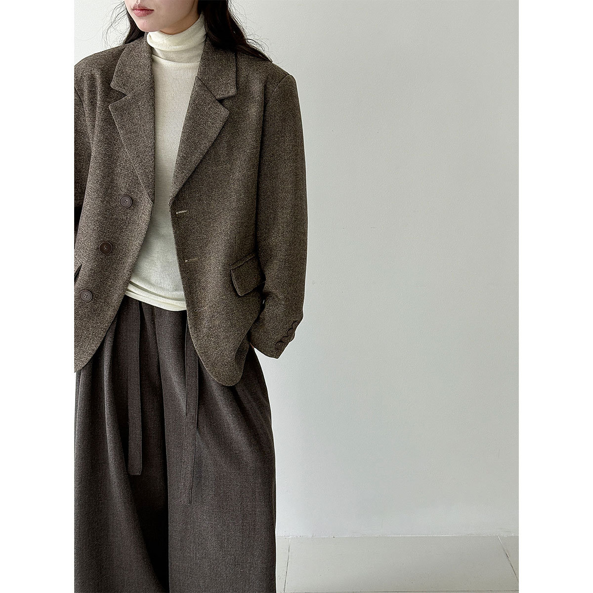 30代ファッション 韓国風テーラードジャケット レディース秋冬