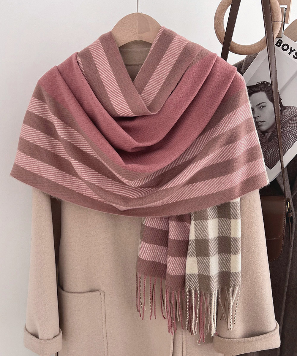 30代ファッション チェック柄大判マフラー女性用暖かストール