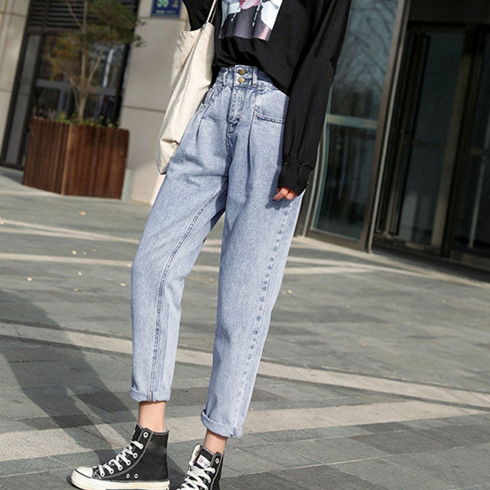 30代ファッション ハイウエストデニムパンツ レディース ゆったりストレート
