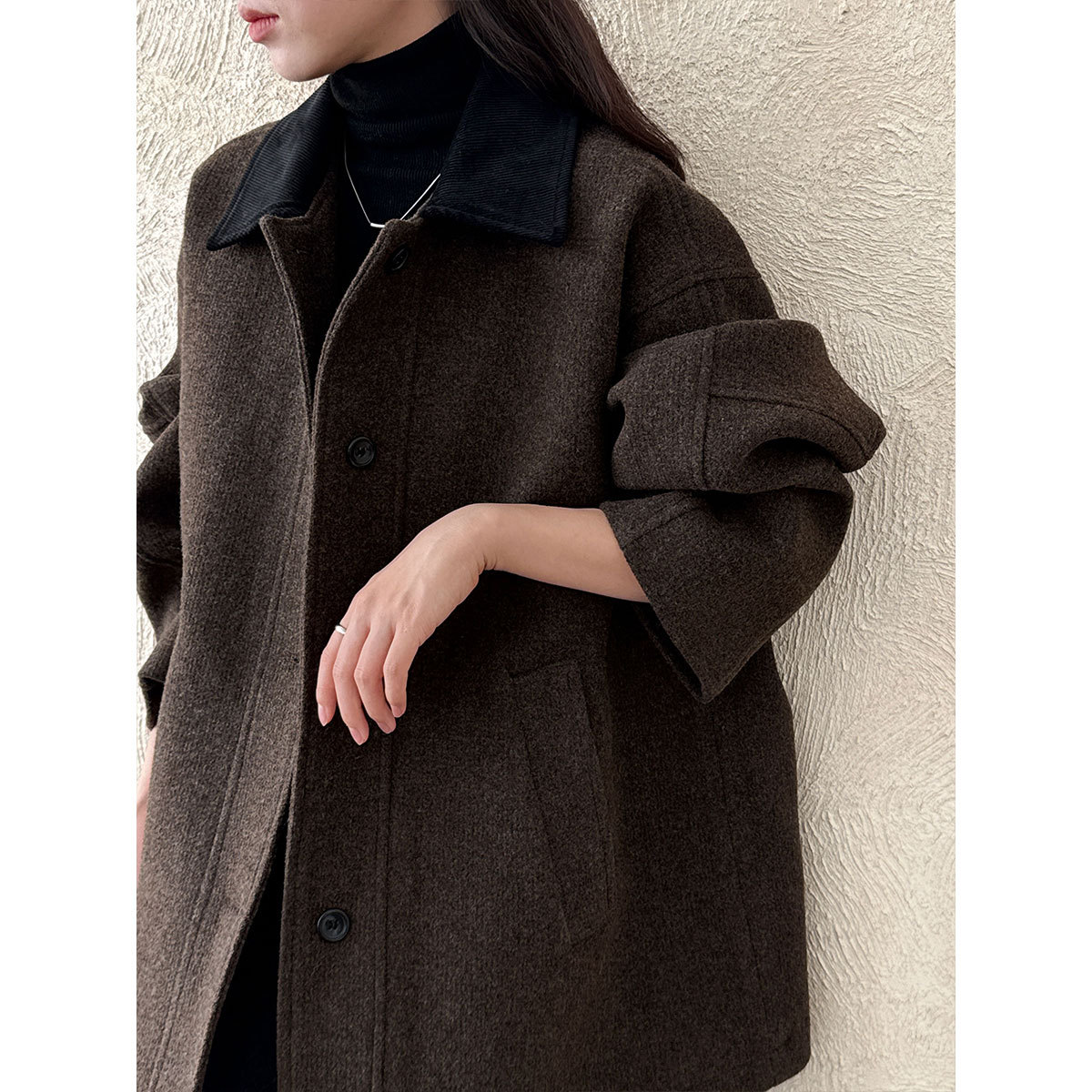 30代ファッション 韓国風ウールコート レディース 大人カジュアル