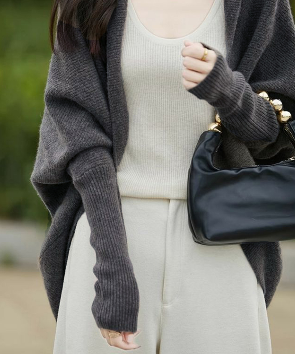 30代ファッション 大人の抜け感ドルマンニットカーディガン秋冬羽織り