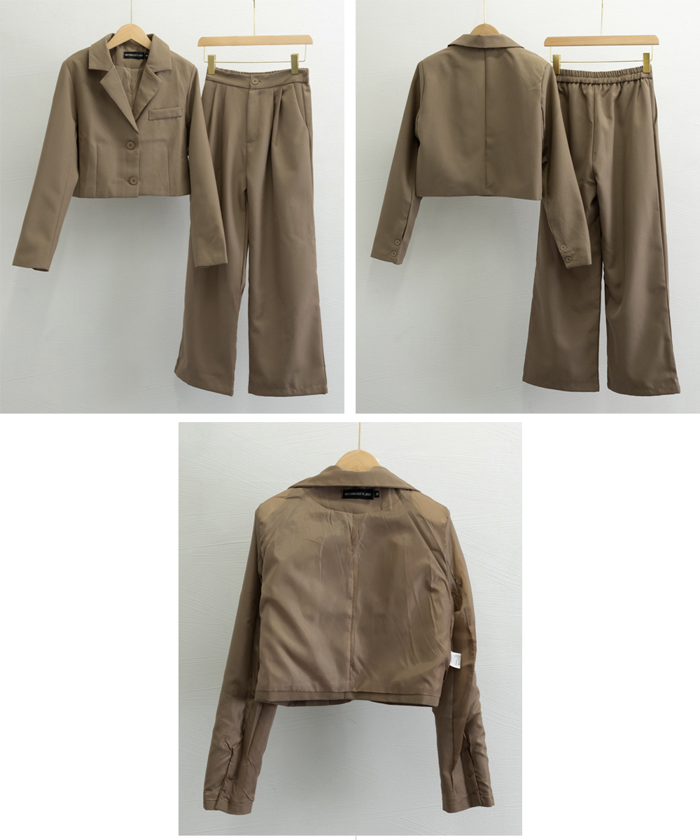 30代ファッション クロップドジャケット パンツ セットアップ