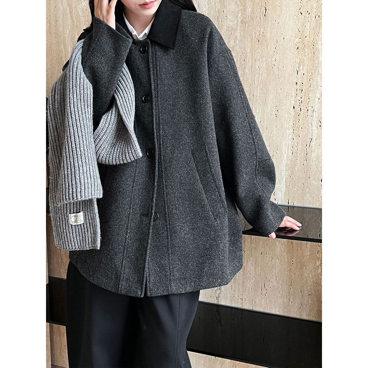 30代ファッション 韓国風ウールコート レディース 大人カジュアル