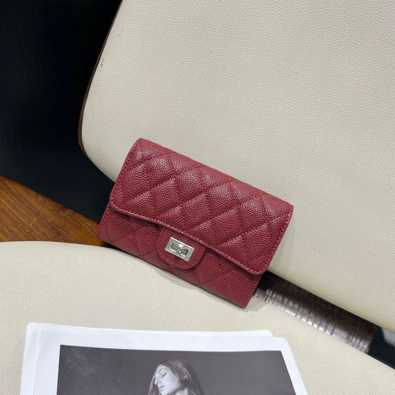 三つ折り 財布 長財布 菱形キルティング三つ折り長財布