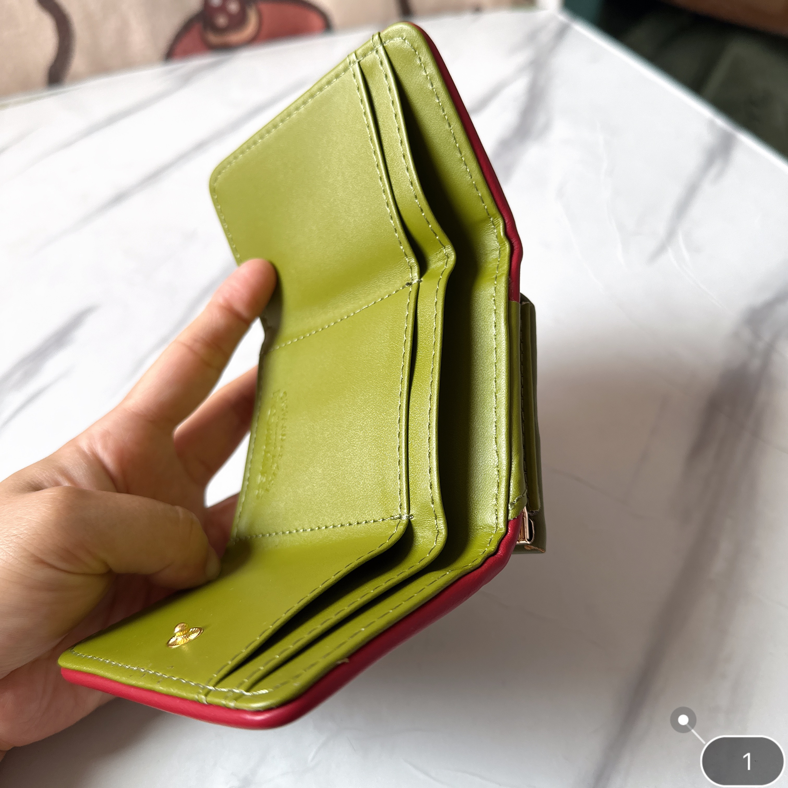 三つ折り 財布 がま口 りんごモチーフがま口財布