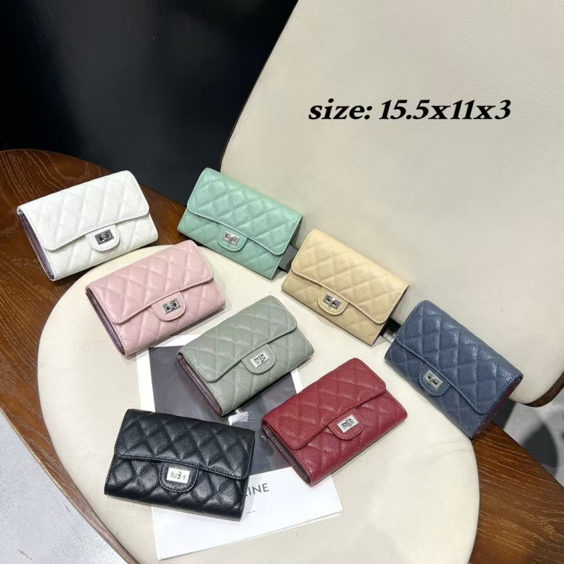 三つ折り 財布 長財布 菱形キルティング三つ折り長財布