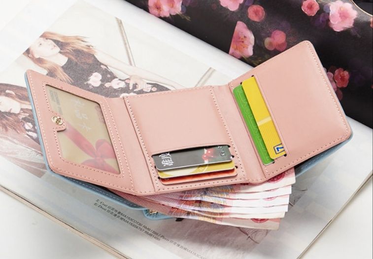三つ折り財布 がま口 多機能スマートがま口三つ折り財布