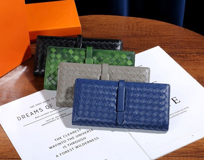 三つ折り 財布 長財布 職人技編み込み三つ折り長財布