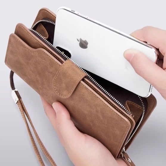三つ折り 財布 シンプル三つ折りスマホ収納長財布