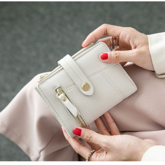  上質レザー多機能小銭入れ付き三つ折りミニ財布