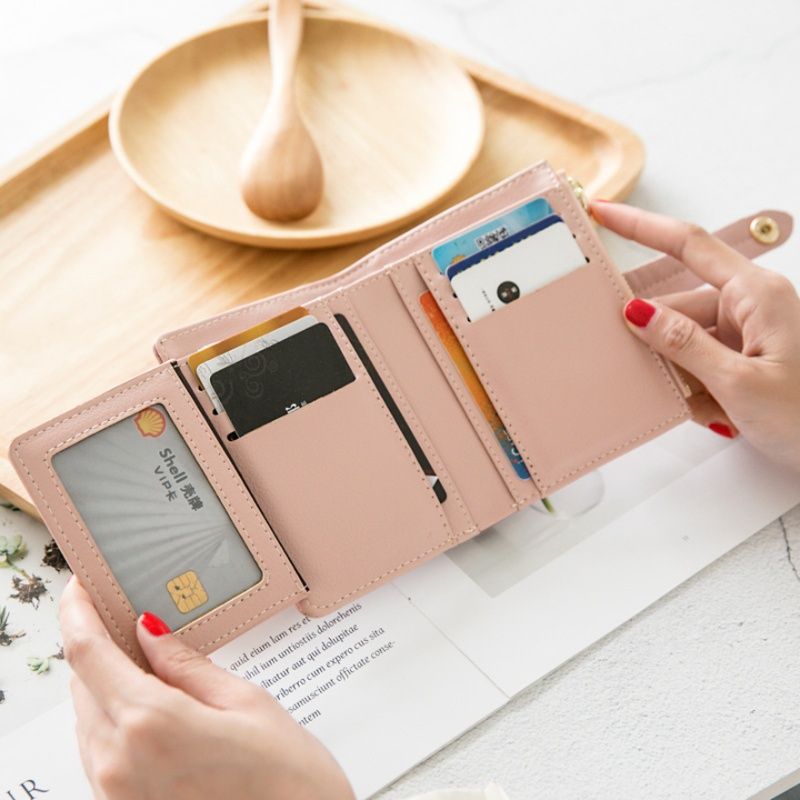  上質レザー多機能小銭入れ付き三つ折りミニ財布