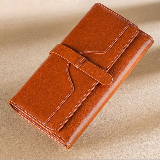 本革ベルト式多機能三つ折り長財布