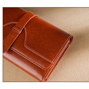 本革ベルト式多機能三つ折り長財布