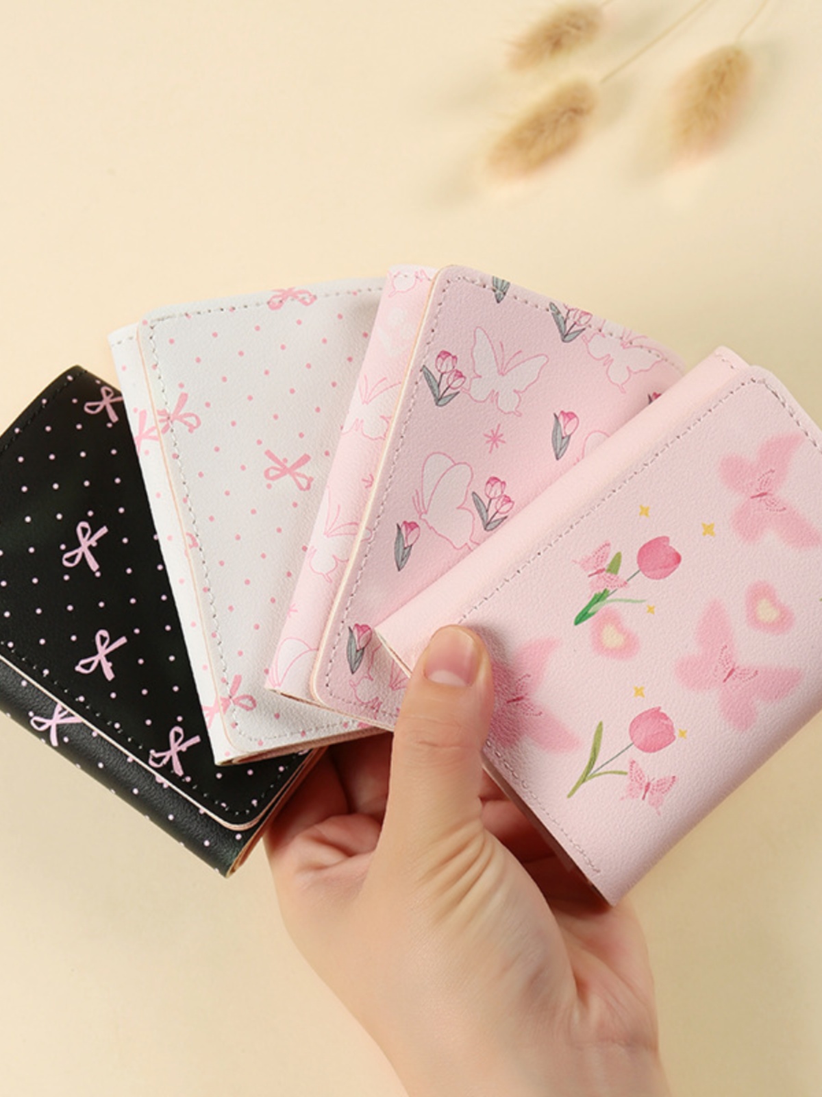 三つ折り財布 コンパクト 優美な花結び