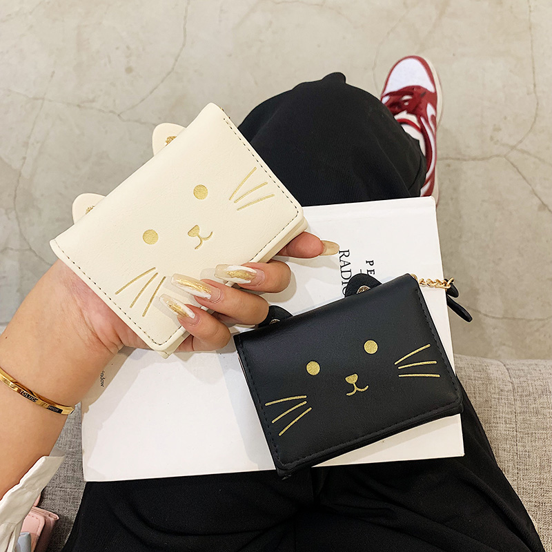 三つ折り 財布 コンパクト しあわせ招き猫 三つ折り財布