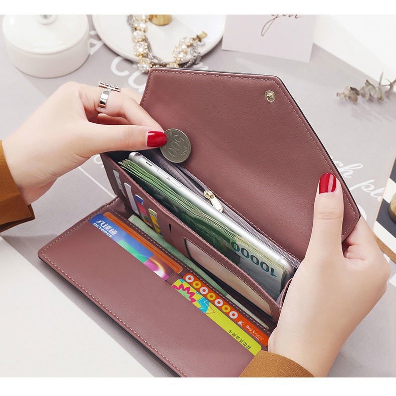  エンベロープ型多機能三つ折り長財布