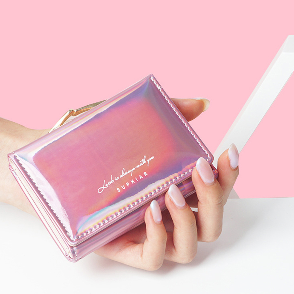 三つ折り 財布 光沢がま口三つ折り財布 コンパクト小銭入れ