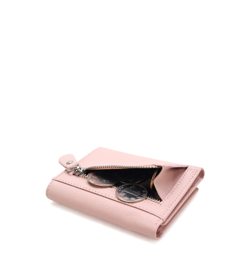 三つ折り 財布 金具ワンポイント付き上質レザー三つ折りミニ財布