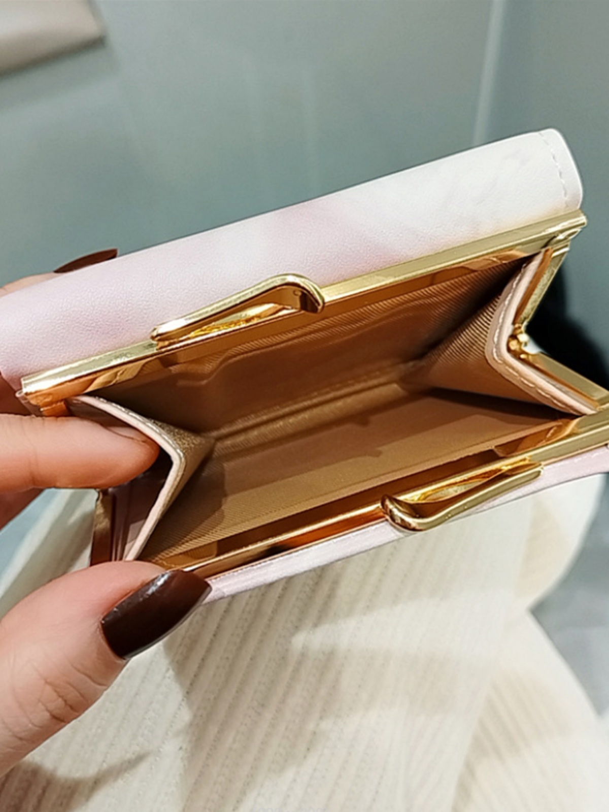 三つ折り財布 がま口 優美なひと時三つ折りがま口財布