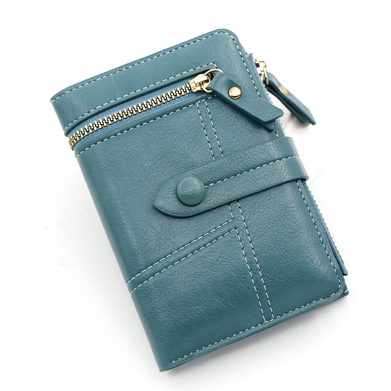 三つ折り 財布 多機能ファスナー付きコンパクト三つ折り財布