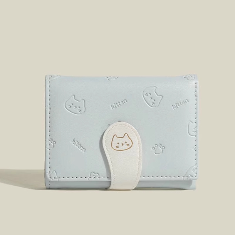 三つ折り 財布 コンパクト ねこモチーフ 三つ折りミニ財布