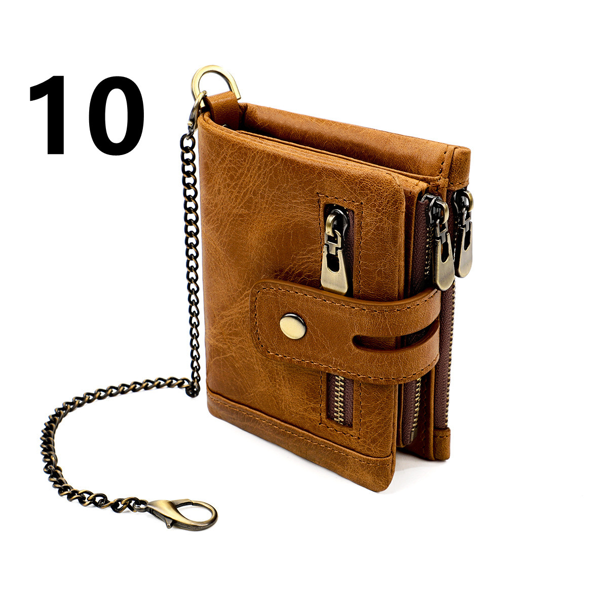 三つ折り 財布 本革三つ折り財布 メンズ コンパクト 隠しポケット付 鍵付チェーン