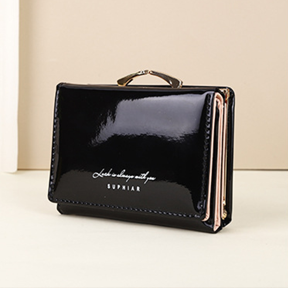 三つ折り 財布 光沢がま口三つ折り財布 コンパクト小銭入れ