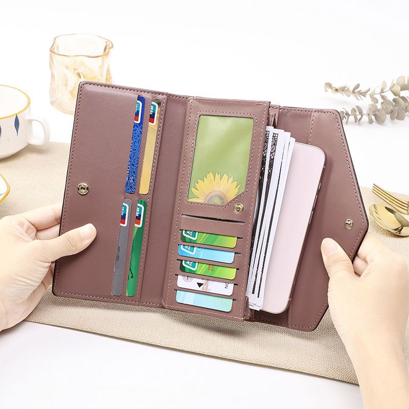  エンベロープ型多機能三つ折り長財布