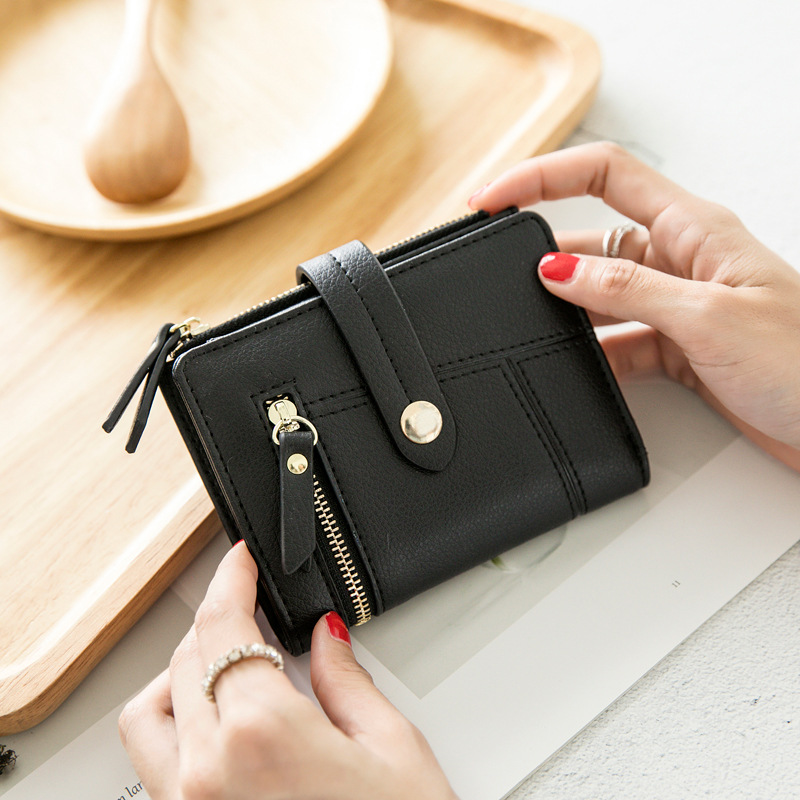  上質レザー多機能小銭入れ付き三つ折りミニ財布