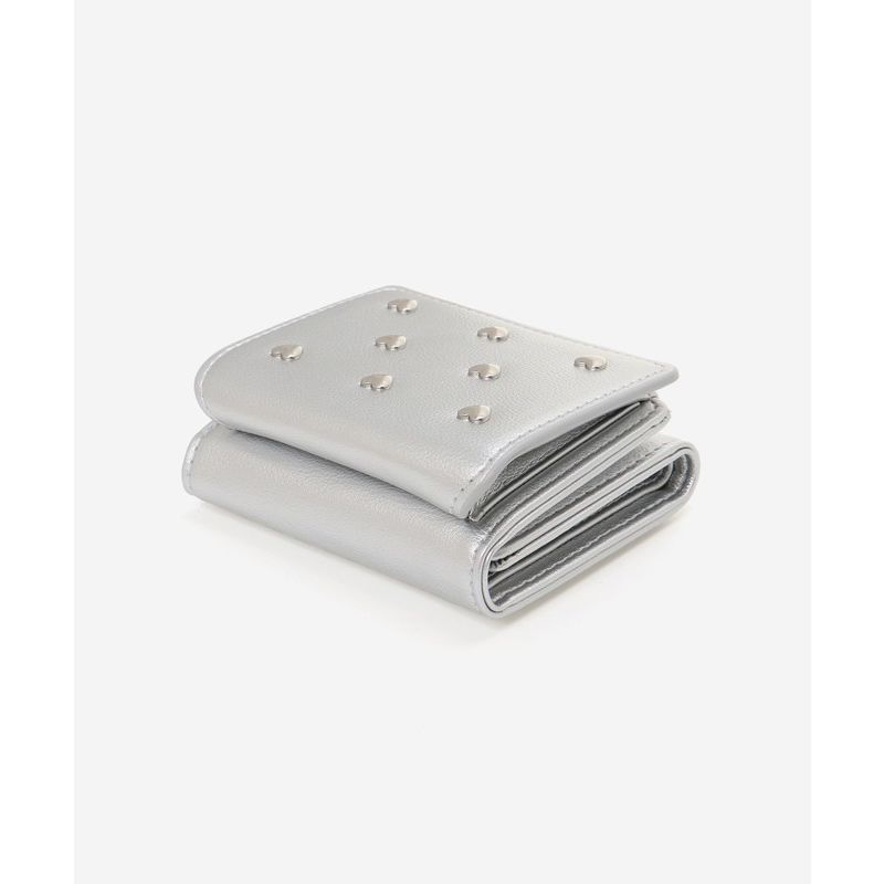 三つ折り 財布 ハートスタッズ ミニ財布
