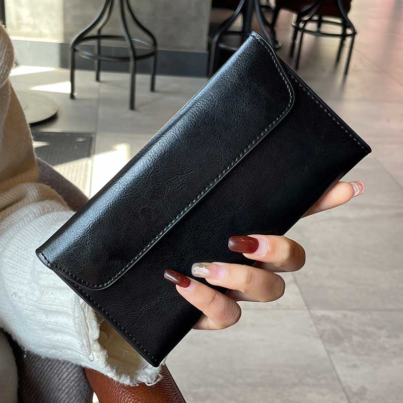三つ折り 財布 長財布 上質レザー三つ折り長財布