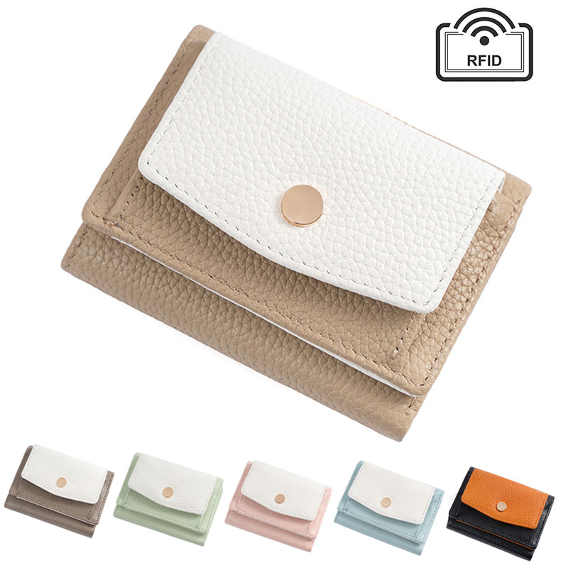 三つ折り 財布 コンパクト三つ折り財布 本革牛革 小さい財布 男女兼用