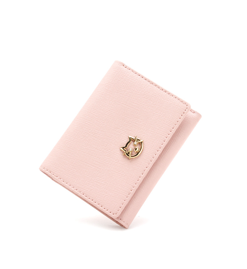 三つ折り 財布 金具ワンポイント付き上質レザー三つ折りミニ財布