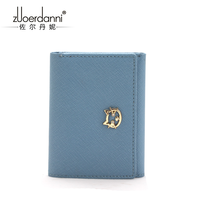 三つ折り 財布 金具ワンポイント付き上質レザー三つ折りミニ財布