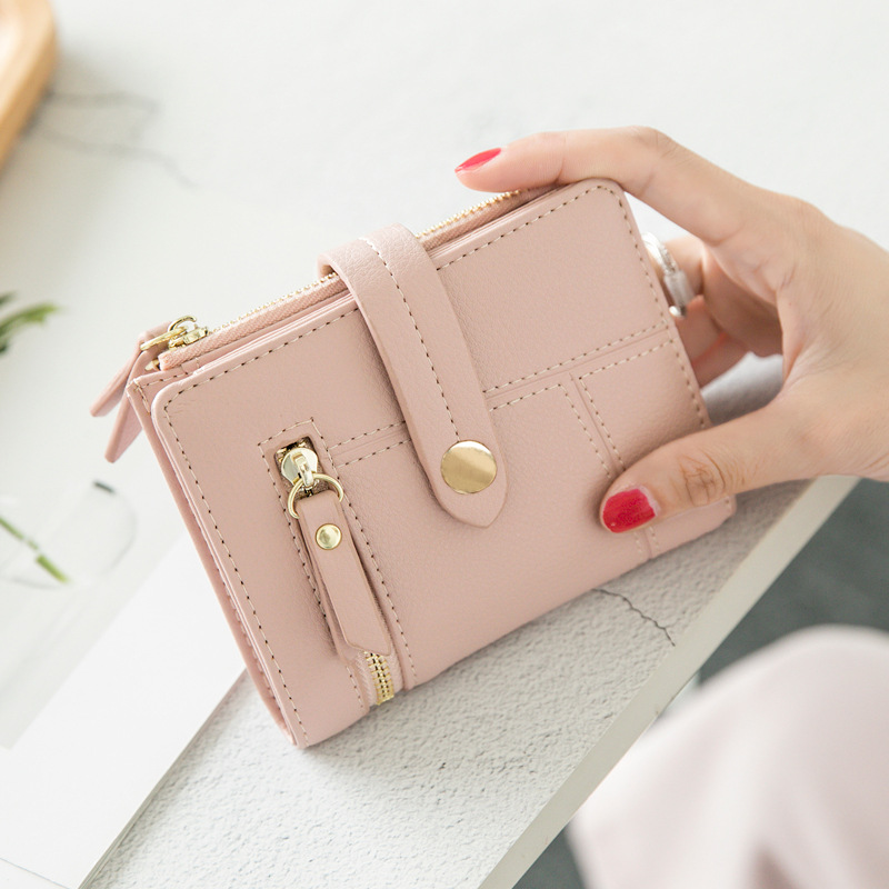  上質レザー多機能小銭入れ付き三つ折りミニ財布