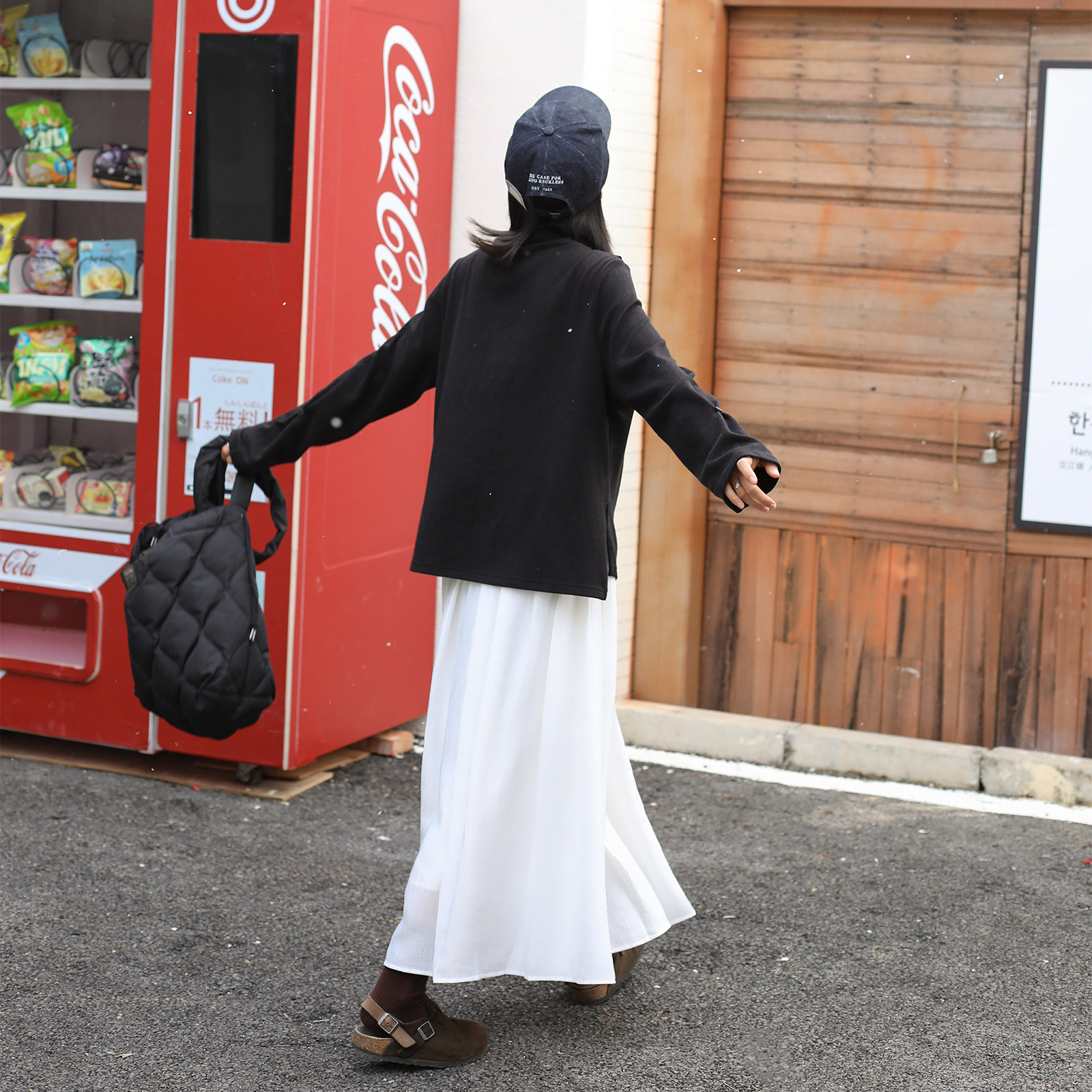 モード系 【フリーサイズ】アシンメトリーヘム デザインロングトップス