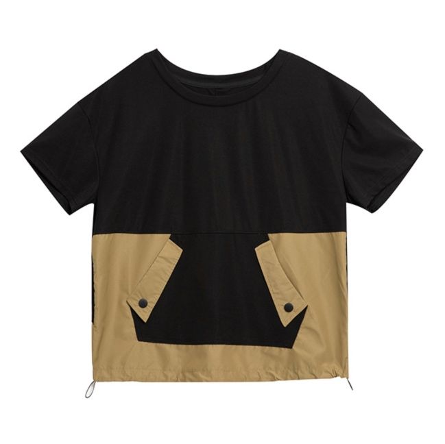 モード系 ワークポケットデザインで魅せるモードTシャツ｜スポーティ＆シティライクなセットアップ風トップス