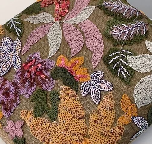 モード系 【モード×ヴィンテージ】バンブーハンドル×刺繍フラワーのクラシカルバッグ