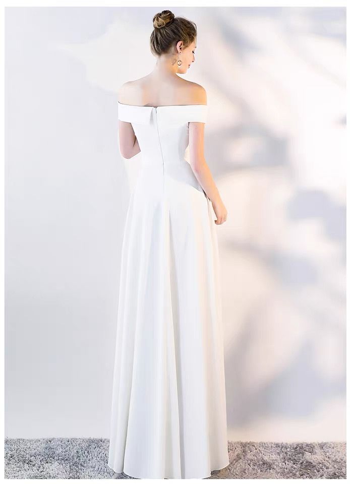 モード系ファッション 【S〜XXL対応】上品オフショルダー美シルエット ロングドレス