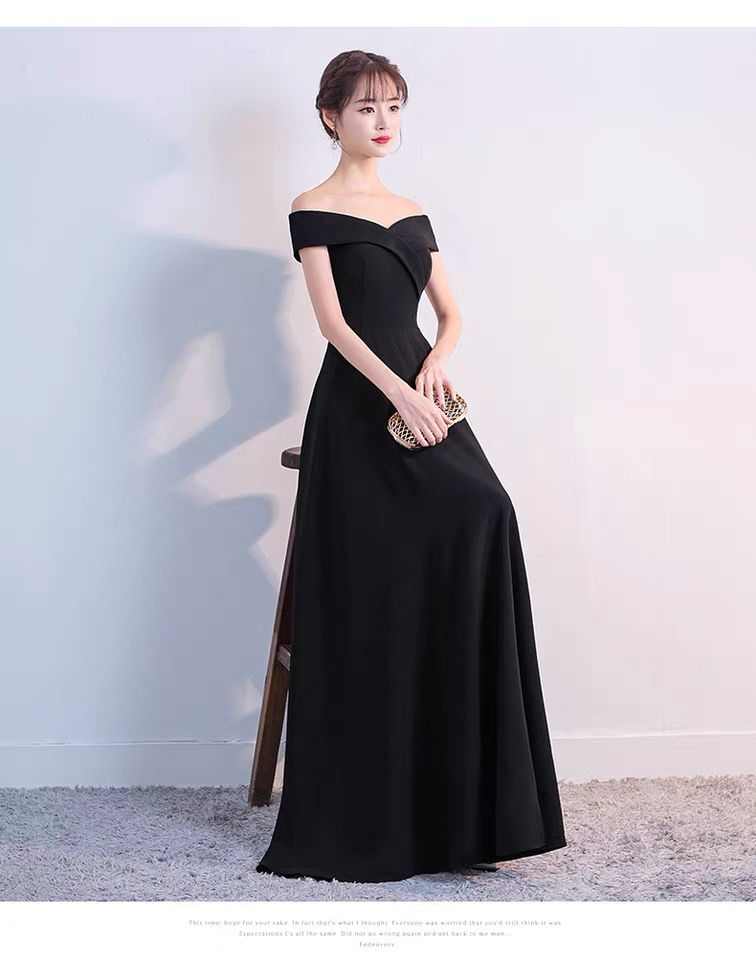 モード系ファッション 【S〜XXL対応】上品オフショルダー美シルエット ロングドレス