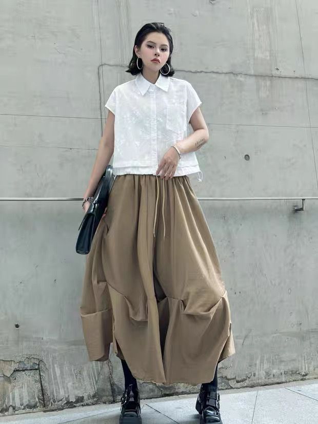 モード系ファッション【体型問わず美シルエット】立体ポケット付きコクーンバルーンパンツ