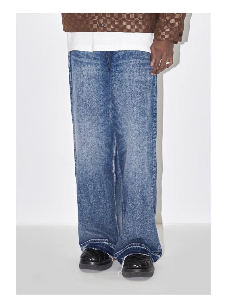 【ユニセックス】ストレートワイドデニムパンツ